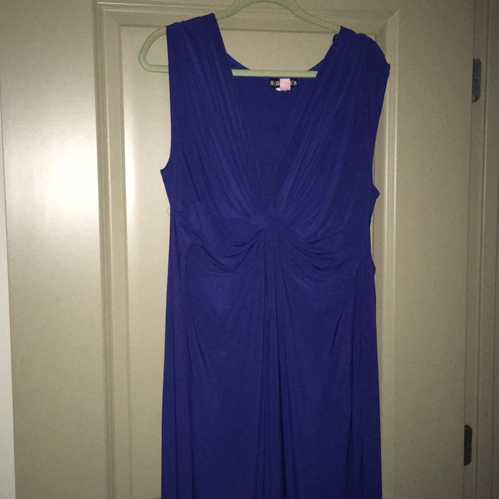 Sleeves blue cocktail dress.